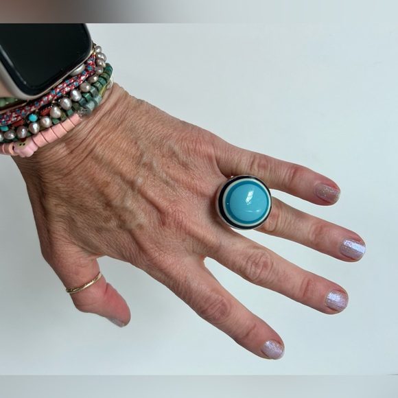 Dinosaur Designs chunky solid sterling silver and resin ring size 7 - Picture 1 of 9